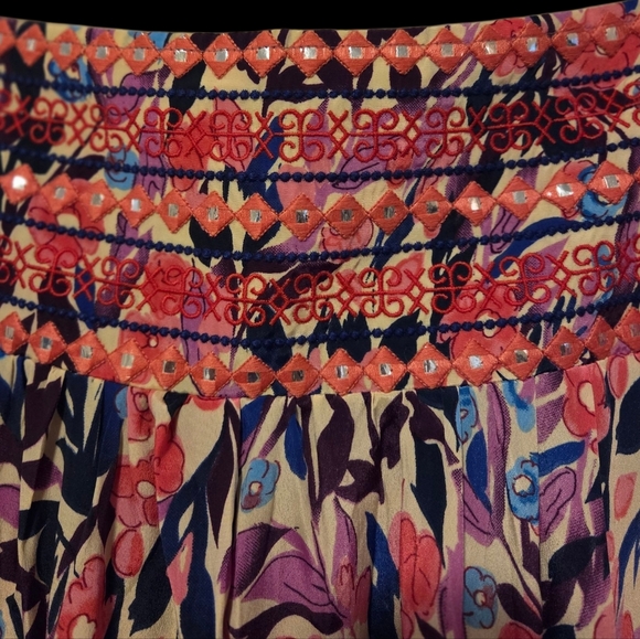 Raga Long Maxi Skirt Floral Boho Women's 1X Flowy Gathered Tiered Pink Purple - Picture 3 of 8
